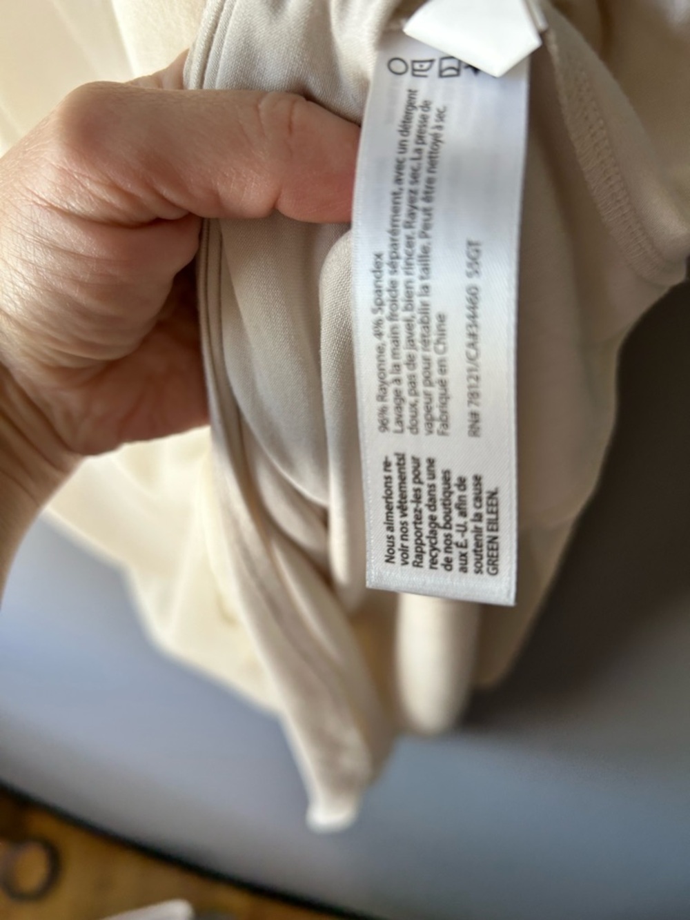 Eileen Fisher Cream Asymmetrical Sleeveless Dress - Picture 6 of 6